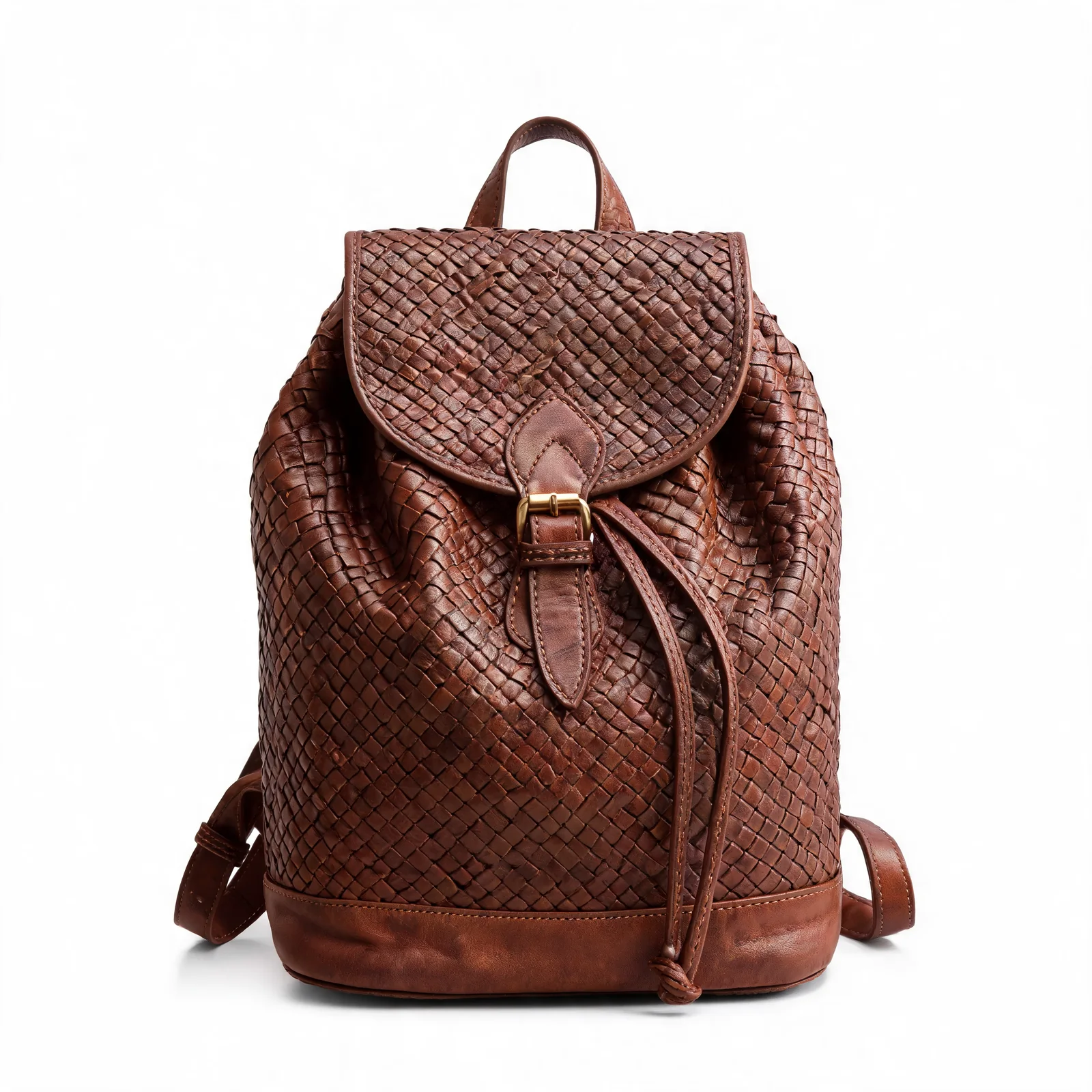 Woven Leather Backpack